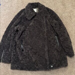 Anthropologie Black Faux Fur Coat
